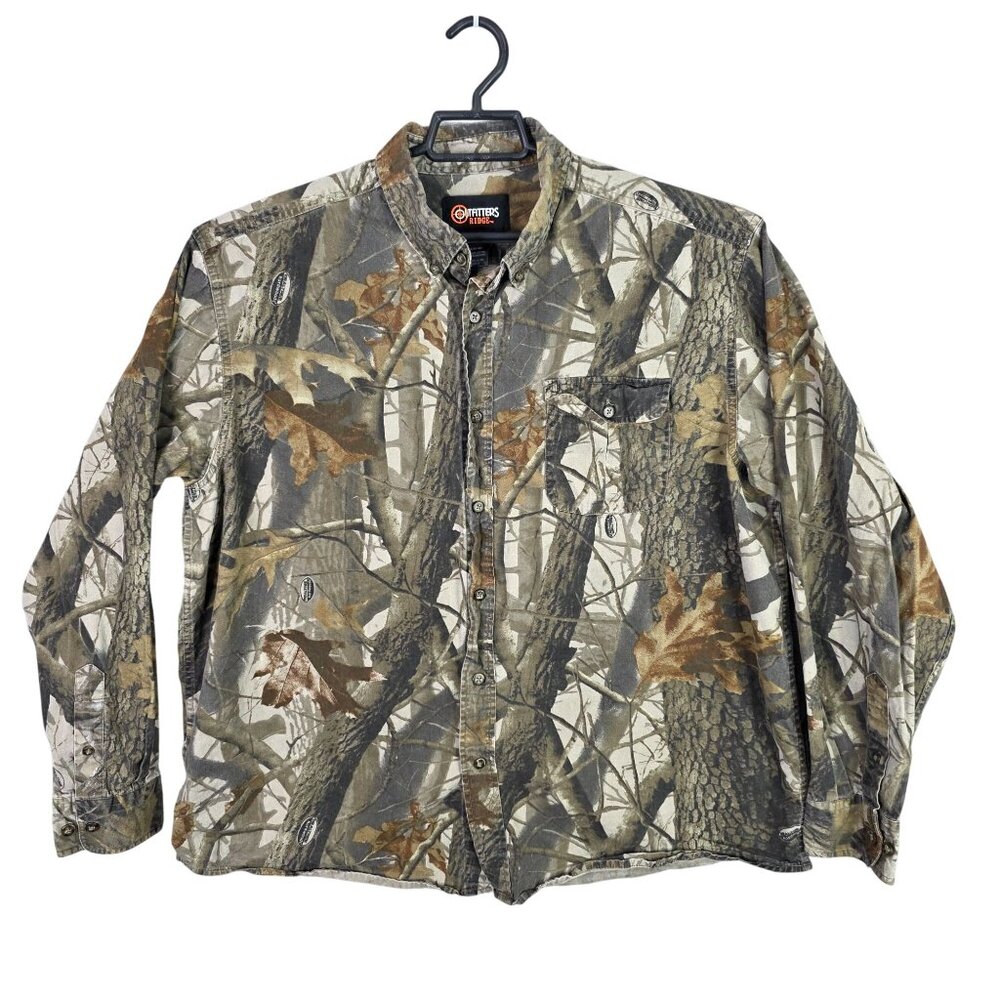 Mens Outfitters Ridge Camouflage Button Up Shirt Cotton Long Sleeve Hunting XL